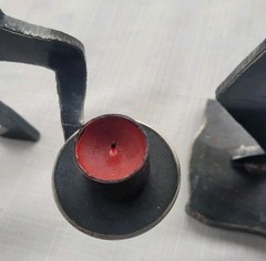 Vintage Original Ivan McLean Cut Steel Metal Sculpture Candle Holder Heart 1998