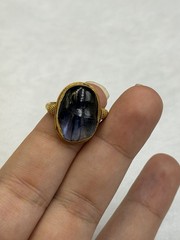 Stunning Ancient Roman Solid High Karat Gold Ring With Unique Blue Stone
