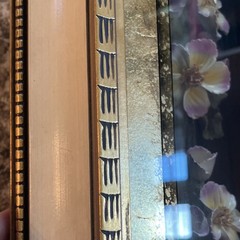 Ornate Gold Framed Floral Relief Decorative Wall Art Black Purple Yellow Green