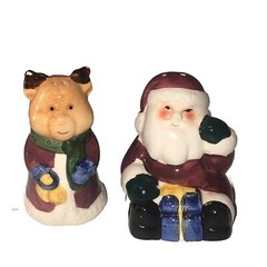 ￼Vintage ceramic salt and pepper shakers ￼Santa and reindeer Christmas