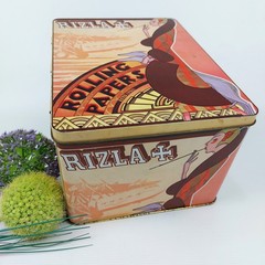 Vtg Rizla Tin Box Rolling Papers Advertising – Art Deco Design Storage Container