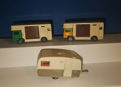 Vintage MATCHBOX Lesney SUPERFAST Lot HORSE BOX Trailers CAMPERS Orange GREEN