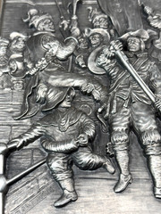 WMF Zinn German Pewter Relief Wall Art Rembrandt by J.A. Wennekes 12″x15″ Framed