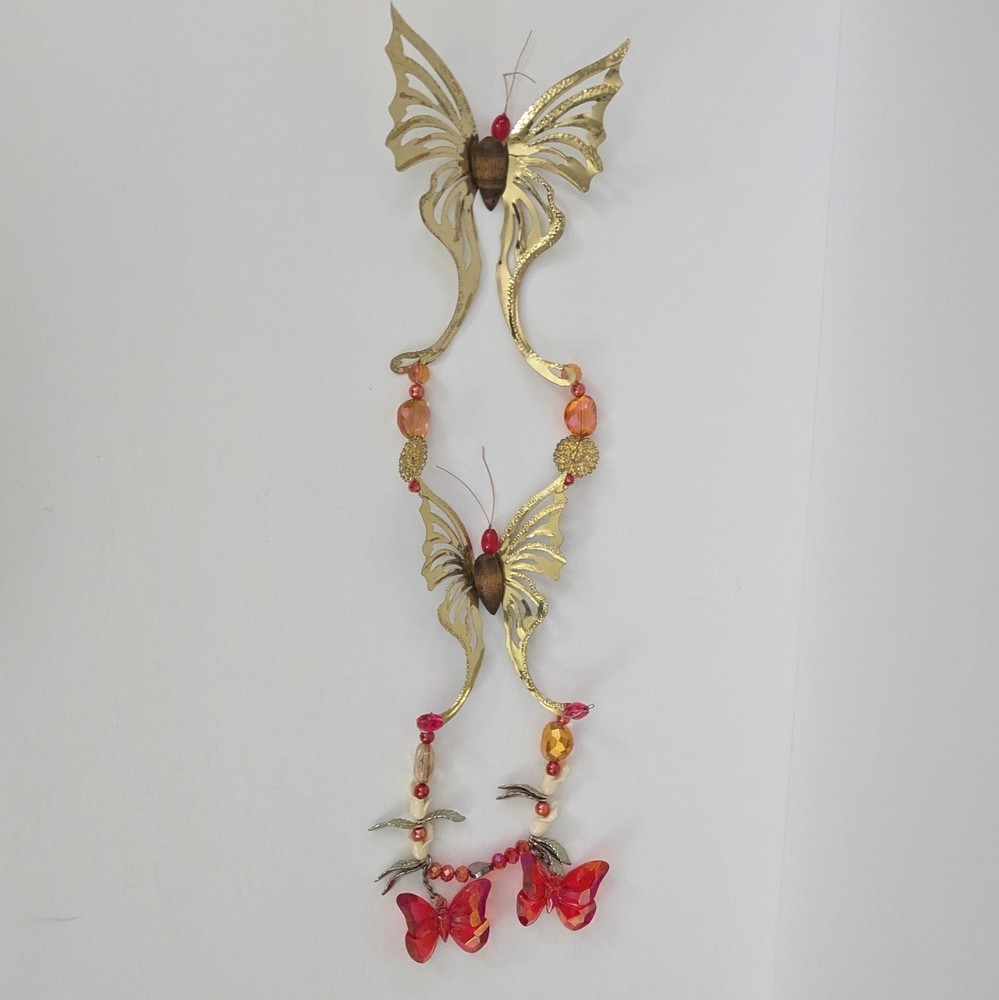 Vintage Homco Brass & Wood Butterfly Wall Art Decor MCM Home Decor