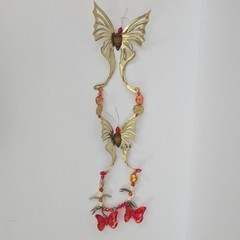 Vintage Homco Brass & Wood Butterfly Wall Art Decor MCM Home Decor