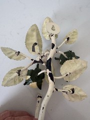 Vintage Toleware Metal Wall Hook W/Cream Roses & Green Leaves Cottagecore 7.5”