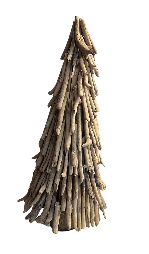 Vtg Large 25″ Driftwood Xmas Pine Tree Hand Crafted Wood Sticks Folkart Rustic