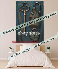 Gothic keys wall tapestry vintage art mystery 39X59 in