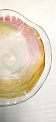 STUNNING Italian Murano Swirled Art Glass Pale Colors 9″ Bowl, Pink Orange Green