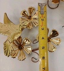 Vtg Home Interiors Brass Flower Hummingbirds Wall Hanging Homco Decor Set of 3