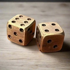 Dice Solid Brass With Antique Finish and Rounded Corners (Set Of 2)