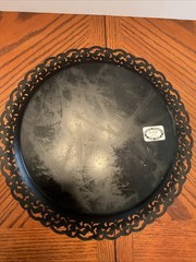 Vintage Nashco Toleware 12” Round Tray-Hand Painted Signed Reticulated Edge