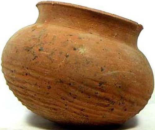 Jar Vase Ancient China Zhou Chou Dynasty Clay Earthenware Impressed Design 500BC