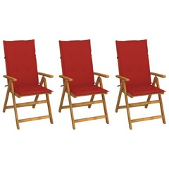 Outdoor Recliner Chairs 3 Pcs Patio Chair with Cushions Solid Wood Acacia vidaXL
