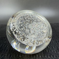 Hand Blown Italian Murano Art Glass Paperweight Dome With Sparkles Center Glass