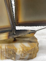 Vintage Silver Sail Boat Sculpture SIGNED Onyx Stone Base John DeMott