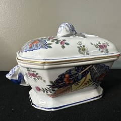 VTG 1970’s BOHO CHIC COVERED TOBACCO LEAF DISH~BY SEYMOUR MANN FINE CHINA~RARE