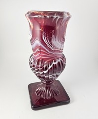 Imperial Glass Red & White Slag Dancing Ladies Neoclassical Nymphs Footed Vase