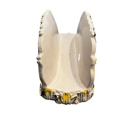 Italian Pottery Rococo Style Letter or Napkin Holder Yellow Floral