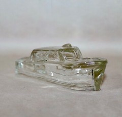 Boat Hollow Candy Holder Clear Glass ~ 4 3/4” Long 1940’s