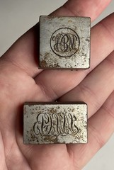 Pair of Antique / Vintage Cast Iron / Steel Metal Monogram Stamps Print Blocks