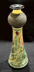 VTG Barocco Valbonne France Faït Main Handmade Art Pottery Vase 11″ H Enameled