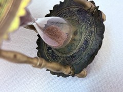 Ornate Antique Metal Glass Sand Hourglass