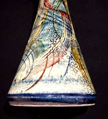 VTG Barocco Valbonne France Faït Main Handmade Art Pottery Vase 11″ H Enameled