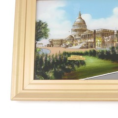 Antique US Capitol Reverse Painting on Glass Mother of Pearl Dunham Specialty NY