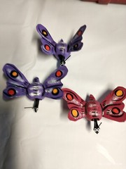Miniature Nodder Wooden Bobble Head Painted Mexican Folk Art BUTTERFLY 3 pieces