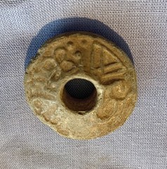 3 Medieval Period Patterned Lead Wool Spindle Whorls – Found On Dig