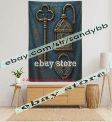 Gothic keys wall tapestry vintage art mystery 39X59 in