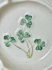 Vtg Belleek Irish Parian Porcelain Ashtray/Trinket Dish – Green Stamp 1956-1965