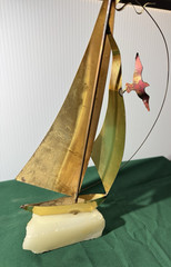 3 Vintage DeMott Brass MCM Metal Sculptures Onyx Base all Signed