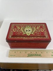 Rare Vintage Tindeco DeMets English Toffee, Bright Red Art Deco Butterfly Tin