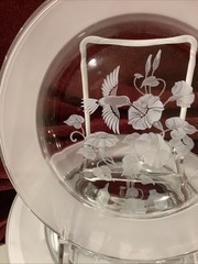 Vintage Avon Etched Hummingbird 8″ Diameter Plates 24% Lead – Set of 2