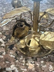 MCM Italian Tole Gilt Florentine Gold Roses Stand Gorgeous Details VTG Regency