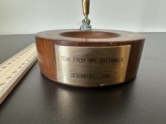 Ink Stand made from Teak of HMY Britannia Royal Yacht Original Antique Desk 1987