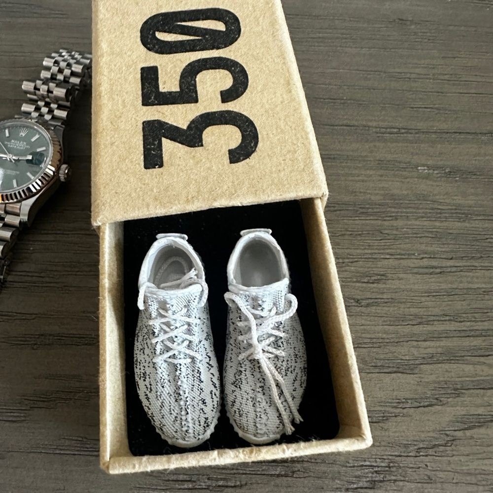 Yeezy Boost 350 Miniature Collectors Figurine Gray Black White Zebras