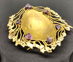 Copa Collection Made in Brazil Brutalist Style Metal and Gems Trinket Dish Soap