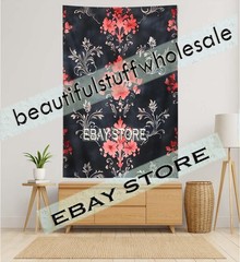 Gothic Wall Tapestry Victorian Red Pattern baroque textile aesthetic 59X82 in