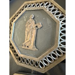 Vintage Greek Mythology Relief Plaques Set Of 6 Octagonal Brass Wall Decor