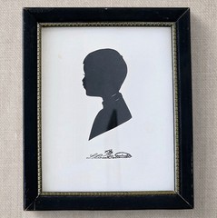 Antique Framed Silhouette of a Young Boy, Victorian Edwardian Wall Art