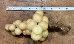 Vintage Alabaster Stone Grape Cluster w/ Wood Stem • Marble • Italy