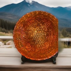 Amber Carnival Glass Grape Pattern
