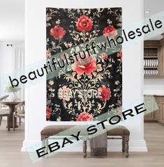 Gothic Wall Tapestry Crimson Rose Regal luxurious ornate bloom 59X82 in