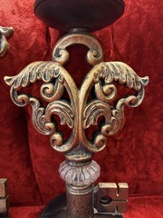 Ornate Rococo Victorian Hollywood Regency Style Gold Key Candle Holders Set Of 3