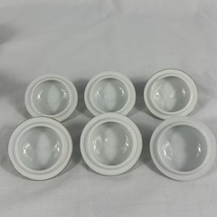 6 Antique Limoges Pot de Crème France Coiffe Porcelain White And Gold