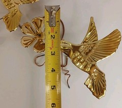 Vtg Home Interiors Brass Flower Hummingbirds Wall Hanging Homco Decor Set of 3