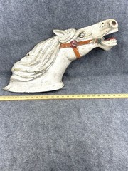 antique horse head hanging large 25 inch cast metal carousel piece original 1920
